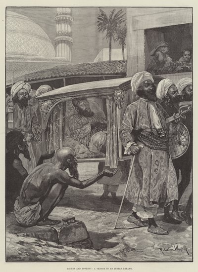 Riches and Poverty, a Sketch in an Indian Bazaar by Richard Caton Woodville junior